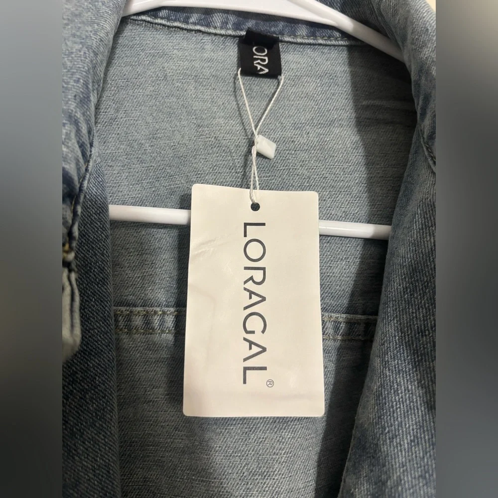 Loragal Blue Denim Jean Jacket Size L - Picture 2 of 11